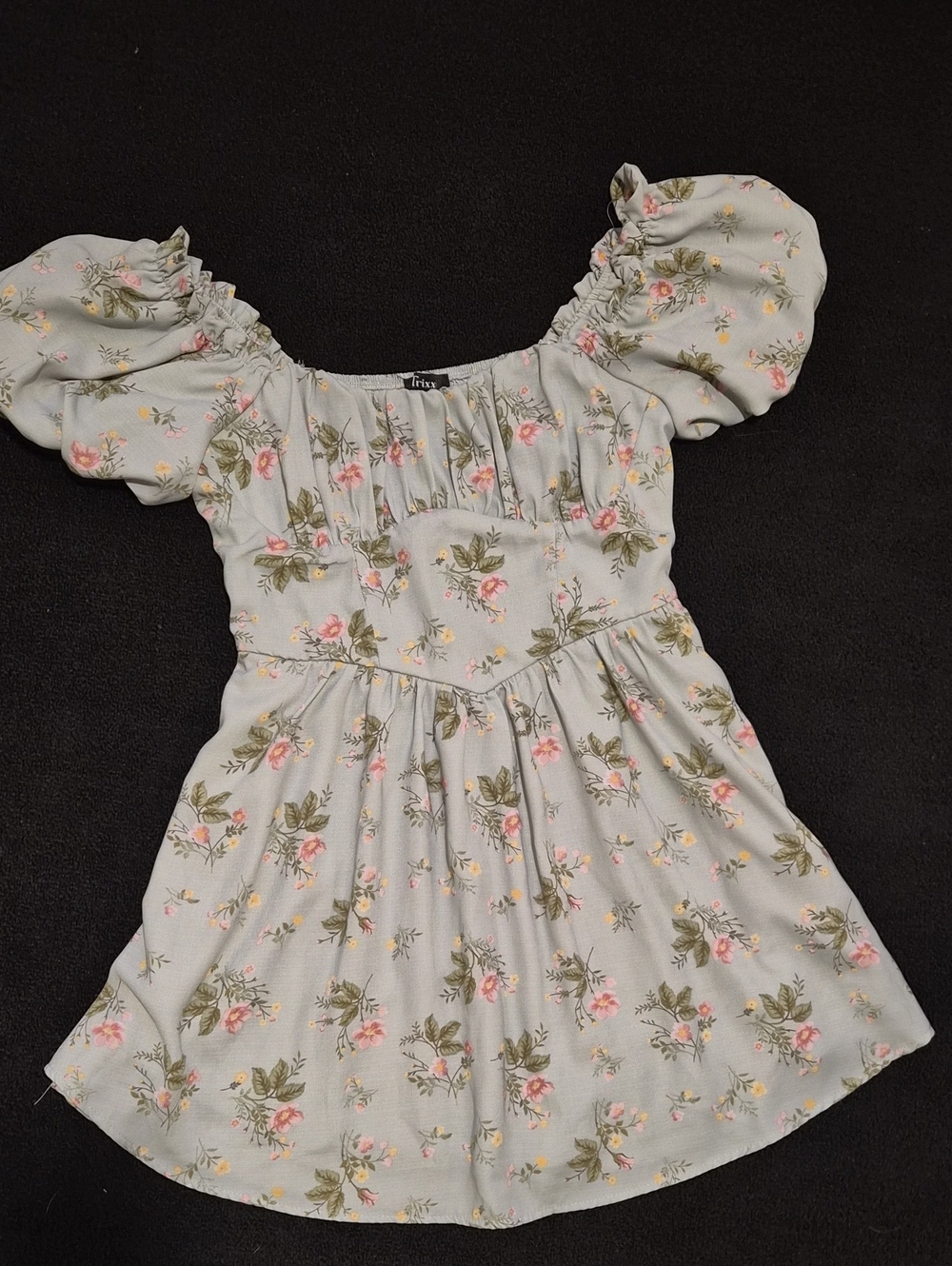 Sage Floral Puff Sleeve Dress